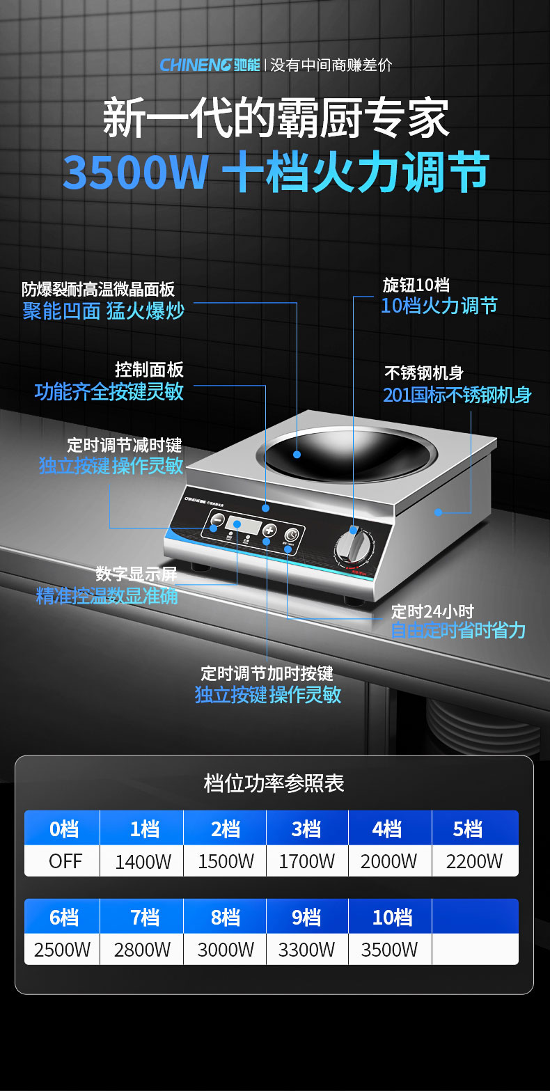 3500W台式电磁炉档位功耗